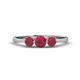 1 - Shirley 5.00 mm Round Ruby Three Stone Engagement Ring 