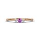 1 - Shirley 3.50 mm Round Amethyst and Diamond Three Stone Engagement Ring 