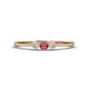 1 - Shirley 3.50 mm Round Rhodolite Garnet and Diamond Three Stone Engagement Ring 