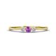 1 - Shirley 3.50 mm Round Amethyst and Diamond Three Stone Engagement Ring 