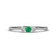 1 - Shirley 3.50 mm Round Emerald and Diamond Three Stone Engagement Ring 