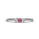 1 - Shirley 3.50 mm Round Rhodolite Garnet and Diamond Three Stone Engagement Ring 