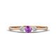 1 - Shirley 4.00 mm Round Amethyst and Diamond Three Stone Engagement Ring 