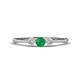 1 - Shirley 4.00 mm Round Emerald and Diamond Three Stone Engagement Ring 