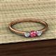 2 - Shirley 4.00 mm Round Pink Tourmaline and Diamond Three Stone Engagement Ring 