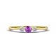 1 - Shirley 4.00 mm Round Amethyst and Diamond Three Stone Engagement Ring 