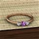 2 - Shirley 4.00 mm Round Amethyst and Diamond Three Stone Engagement Ring 