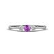 1 - Shirley 4.00 mm Round Amethyst and Diamond Three Stone Engagement Ring 