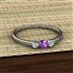 2 - Shirley 4.00 mm Round Amethyst and Diamond Three Stone Engagement Ring 