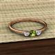 2 - Shirley 4.00 mm Round Peridot and Diamond Three Stone Engagement Ring 
