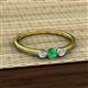 2 - Shirley 4.00 mm Round Emerald and Diamond Three Stone Engagement Ring 