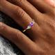 6 - Shirley 4.00 mm Round Amethyst and Diamond Three Stone Engagement Ring 