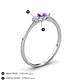 4 - Shirley 4.00 mm Round Amethyst and Diamond Three Stone Engagement Ring 