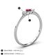 4 - Shirley 4.00 mm Round Rhodolite Garnet and Diamond Three Stone Engagement Ring 