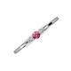 3 - Shirley 3.50 mm Round Pink Tourmaline and Lab Grown Diamond Three Stone Engagement Ring 