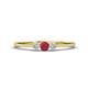 1 - Shirley 3.50 mm Round Ruby and Lab Grown Diamond Three Stone Engagement Ring 