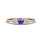 1 - Shirley 5.00 mm Round Iolite and Diamond Three Stone Engagement Ring 