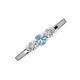 3 - Shirley 5.00 mm Round Aquamarine and Diamond Three Stone Engagement Ring 