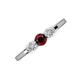 3 - Shirley 5.00 mm Round Red Garnet and Diamond Three Stone Engagement Ring 