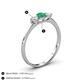 4 - Shirley 5.00 mm Round Emerald and Diamond Three Stone Engagement Ring 