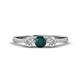 1 - Shirley 5.00 mm Round London Blue Topaz and Diamond Three Stone Engagement Ring 