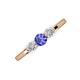 3 - Shirley 5.00 mm Round Tanzanite and Diamond Three Stone Engagement Ring 