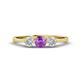 1 - Shirley 5.00 mm Round Amethyst and Diamond Three Stone Engagement Ring 