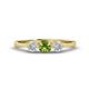 1 - Shirley 5.00 mm Round Peridot and Diamond Three Stone Engagement Ring 