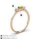 4 - Shirley 5.00 mm Round Peridot and Diamond Three Stone Engagement Ring 