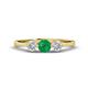 1 - Shirley 5.00 mm Round Emerald and Diamond Three Stone Engagement Ring 