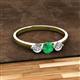 2 - Shirley 5.00 mm Round Emerald and Diamond Three Stone Engagement Ring 