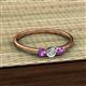 2 - Shirley 4.00 mm Round Diamond and Amethyst Three Stone Engagement Ring 