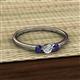 2 - Shirley 4.00 mm Round Diamond and Blue Sapphire Three Stone Engagement Ring 
