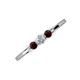 3 - Shirley 4.00 mm Round Diamond and Red Garnet Three Stone Engagement Ring 