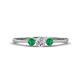 1 - Shirley 4.00 mm Round Diamond and Emerald Three Stone Engagement Ring 