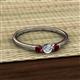 2 - Shirley 4.00 mm Round Diamond and Red Garnet Three Stone Engagement Ring 