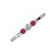 3 - Shirley 4.00 mm Round Diamond and Ruby Three Stone Engagement Ring 