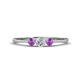 1 - Shirley 4.00 mm Round Diamond and Amethyst Three Stone Engagement Ring 