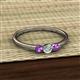 2 - Shirley 4.00 mm Round Diamond and Amethyst Three Stone Engagement Ring 