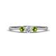 1 - Shirley 4.00 mm Round Diamond and Peridot Three Stone Engagement Ring 