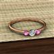 2 - Shirley 4.00 mm Round Diamond and Pink Sapphire Three Stone Engagement Ring 