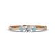 1 - Shirley 4.00 mm Round Diamond and Aquamarine Three Stone Engagement Ring 