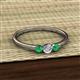2 - Shirley 4.00 mm Round Diamond and Emerald Three Stone Engagement Ring 