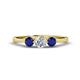 1 - Shirley 5.00 mm Round Diamond and Blue Sapphire Three Stone Engagement Ring 