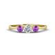 1 - Shirley 5.00 mm Round Diamond and Amethyst Three Stone Engagement Ring 