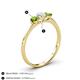 4 - Shirley 5.00 mm Round Diamond and Peridot Three Stone Engagement Ring 