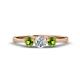 1 - Shirley 5.00 mm Round Diamond and Peridot Three Stone Engagement Ring 
