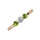 3 - Shirley 5.00 mm Round Diamond and Peridot Three Stone Engagement Ring 