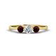 1 - Shirley 5.00 mm Round Diamond and Red Garnet Three Stone Engagement Ring 