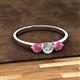 2 - Shirley 5.00 mm Round Diamond and Rhodolite Garnet Three Stone Engagement Ring 